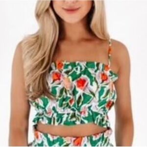 Anthropologie English Factory flouncy crop top sz M